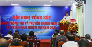 Đ/c Trần Kim Kha - Giám đốc Sở phát biểu tiếp thu ý kiến chỉ đạo của PCT UBND tỉnh